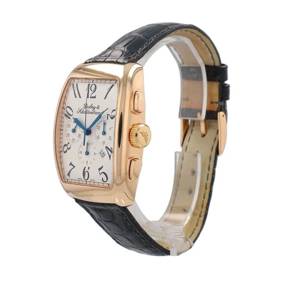 Dubery & Schaldenbrand Aerochrono Cream Dial 18K Yellow Gold Bezel Leather Band - Picture 8 of 14